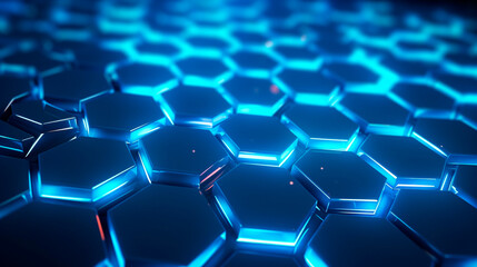 Obraz premium Blue hexagon technology abstract background. Generative AI