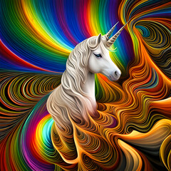 Obraz na płótnie Canvas Illustration of a colorful unicorn created with AI generator