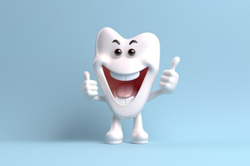 cartoon illustration, happy white tooth, ai generative