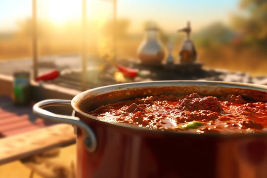 A Pot Of Spicy Texas-style Chili