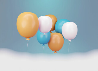 Children's party colorful balloons on white background