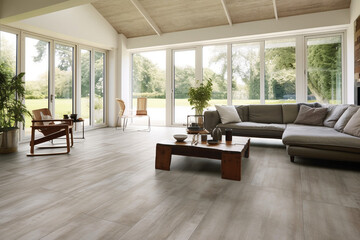 Fototapeta premium Porcelain tile floor with a durable and low-maintenance surface Generative AI
