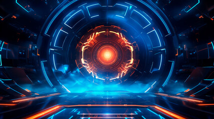 cybersport abstract background Scene for advertising, technology, showcase, banner, game, sport, cosmetic, business, metaverse. Sci-Fi . Generative AI
