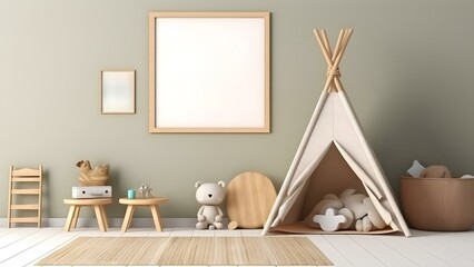 Comprehensive 3D Rendered Frame Mockup Set: Featuring Various Room Styles including Farmhouse, Art Studio, Children's, Minimalist, Military, Coastal, Dining, and Scandinavian Interiors - ai generated