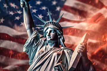 4th July Statue of Liberty with USA Flag, 4th July celebration, Statue of liberty, Independence day celebration