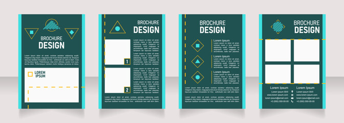 Naklejka na ściany i meble Hiking blank brochure design. Template set with copy space for text. Premade corporate reports collection. Editable 4 paper pages. Bahnschrift SemiLight, Bold SemiCondensed, Arial Regular fonts used