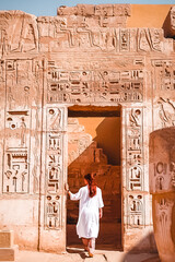 woman dressing in white exploring the wonders of egypt