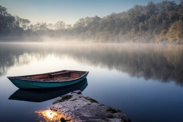boat on the lake, generative ai