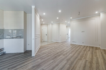 Empty apartment with modern renovation, unfurnished. Real photo