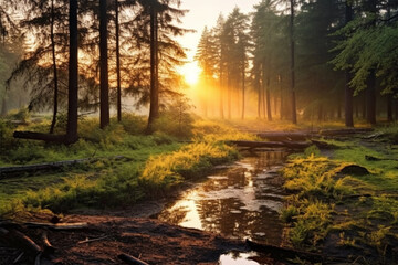 beautiful view in the forest in the morning