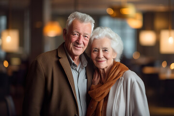 Image of mature senior couple in the hotel
