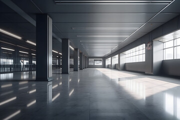 Modern empty hall. Generative AI