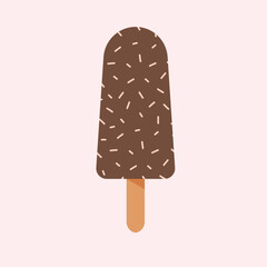 Chocolate flavored ice pop. Chocolate ice cream vector cartoon style