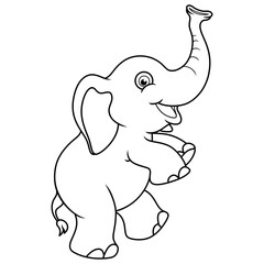 Cartoon baby elephant in line art