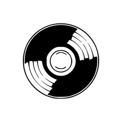 Vinyl record icon black outlines vector illustration