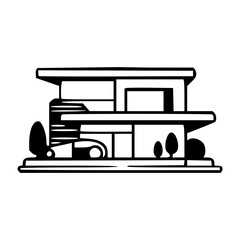 Modern house icon monochrome vector illustration