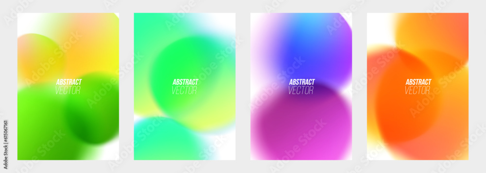 Poster blurred bubbles. set of abstract backgrounds with soft color gradient round shapes. vector illustrat