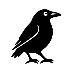 Raven bird black outlines monochrome vector illustration