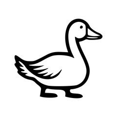 Walking goose black outlines monochrome vector illustration