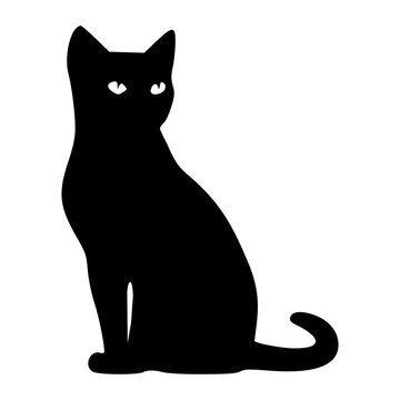 Sitting cat silhouette monochrome vector illustration