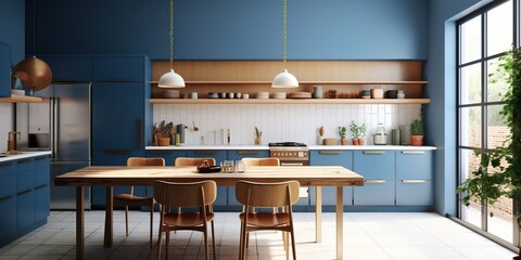 AI Generated. AI Generative. Kitchen modern minimal scandinavian style architecture room. Graphic Art