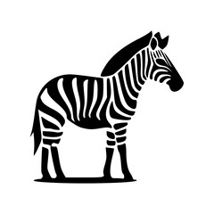 Fototapeta na wymiar Standing zebra side view black outlines monochrome vector illustration