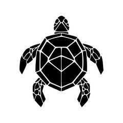Obraz premium Turtle black outlines monochrome vector illustration