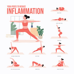 Yoga poses to reduce inflammation. Young woman practicing Yoga pose. Woman workout fitness, aerobic and exercises.
