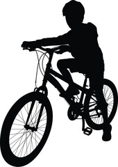 School boy on his bicycle - vector artwork