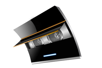 Household appliance range hood draws oil fumes