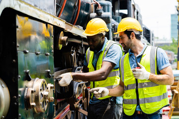 Train inspection team For the safety of the passenger of the user. Railway machinery maintenance