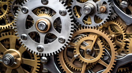 Metal Gears Pile Stock Photo, Highly Detailed, Machinery Industry, Industrial Parts, Generative AI.