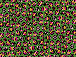 Easter decorative pattern with eggs and flowers