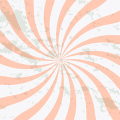 Retro grunge radial starburst or sunbeam background with vintage paper texture stripes radiating from the center as an energy symbol on beige parchment paper.