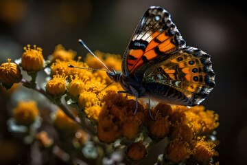 Butterfly in a flower, macro. Generative AI