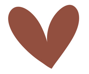 Brown heart sign isolated on transparent background. Valentines day icon. Hand drawn heart shape. World heart day concept. Love icon. PNG illustration