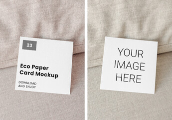 Square Card on Pillow Mockup