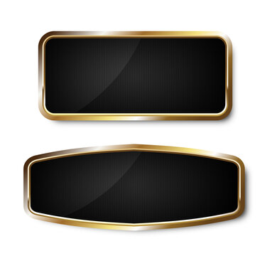Metal Banner Gold Frame Ractangle Black