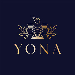Yona logo design. Abstract bird vector logotype. Luxury bird logo template.