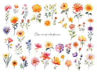 水彩画のお花のクリップアート