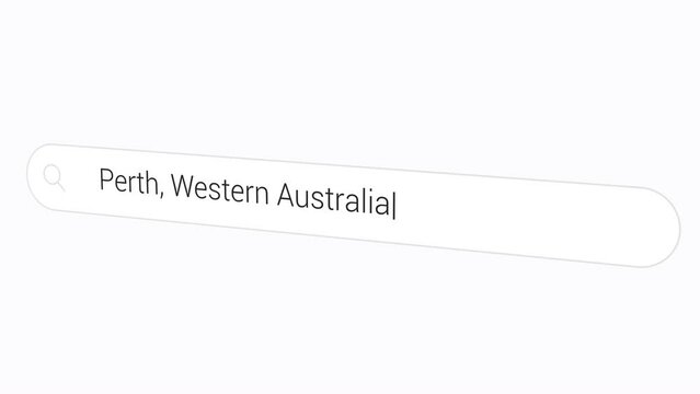 Searching Perth, Western Australia In The Browser. City On The Traditional Lands Of Whadjuk Noongar People. closeup