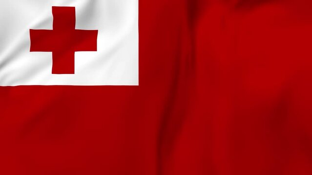 Arising map of Tonga and waving flag of Tonga in background. 4k video.