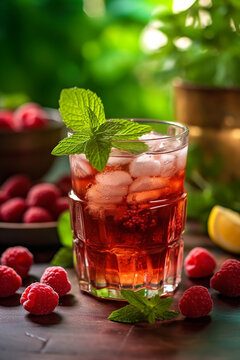 raspberry tea with mint