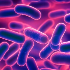 Illustration of floating bacteria escherichia coli, digital art