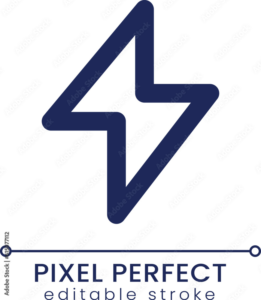 Poster lightning bolt pixel perfect linear ui icon. internet speed. latest news. hot offer. gui, ux design.