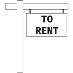 Digital png illustration of black to rent text on sign on transparent background