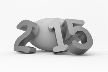 Digital png illustration of grey 2015 number and rugby ball on transparent background