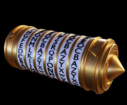 The Cryptex is a cylindrical device use to protect, hide or store items, requiring the input of a correct password to open the device 3d rendering