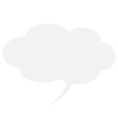 Digital png illustration of grey cloud speech bubble with copy space on transparent background
