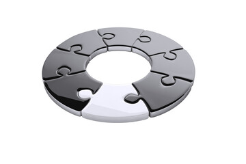 Digital png illustration of green and white jigsaw puzzles in circle on transparent background